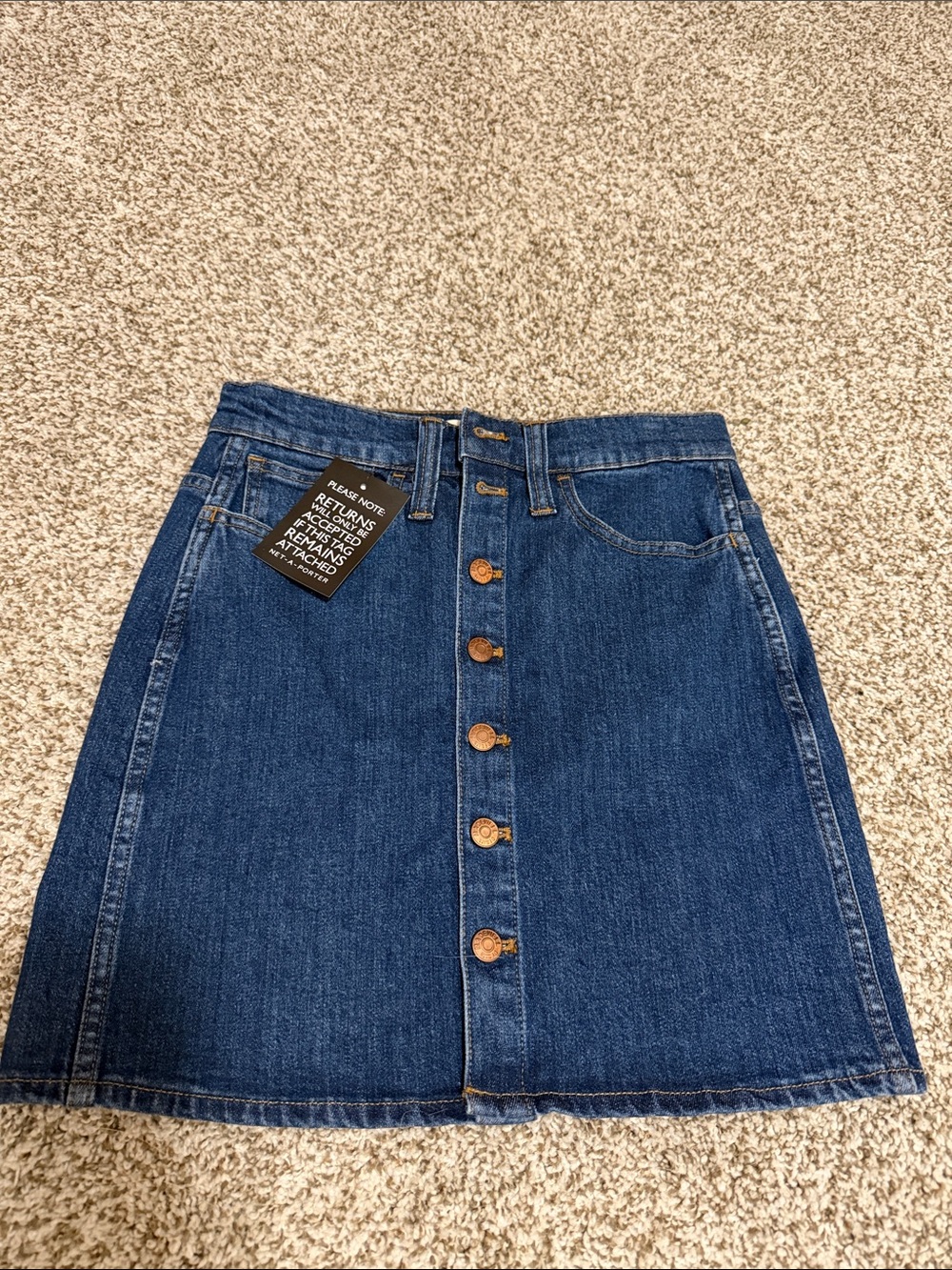 Madewell Dark Blue Button-Front Denim Mini Skirt